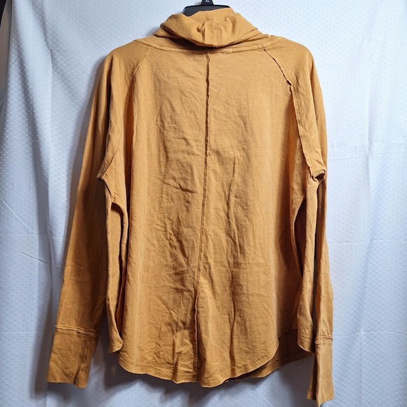 WE THE FREE People Don't You Want Me Long Sleeve Top Sz XS Goldenrod Cowl Neck - Picture 2 of 6
